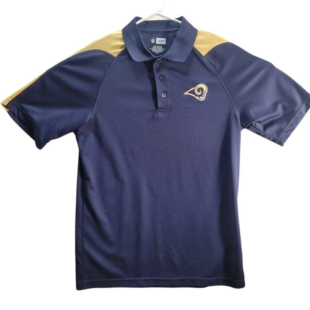 Saint Louis Rams Polo Shirt Mens Medium NFL Team Apparel Blue Short Sleeve